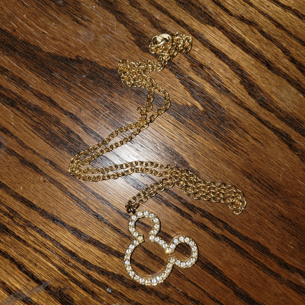 Disney Gold Mickey Mouse Crystal Necklace